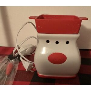 Velata Maraschino Curve Fondue Warmer Red White Silicone Dish Forks Complete Set